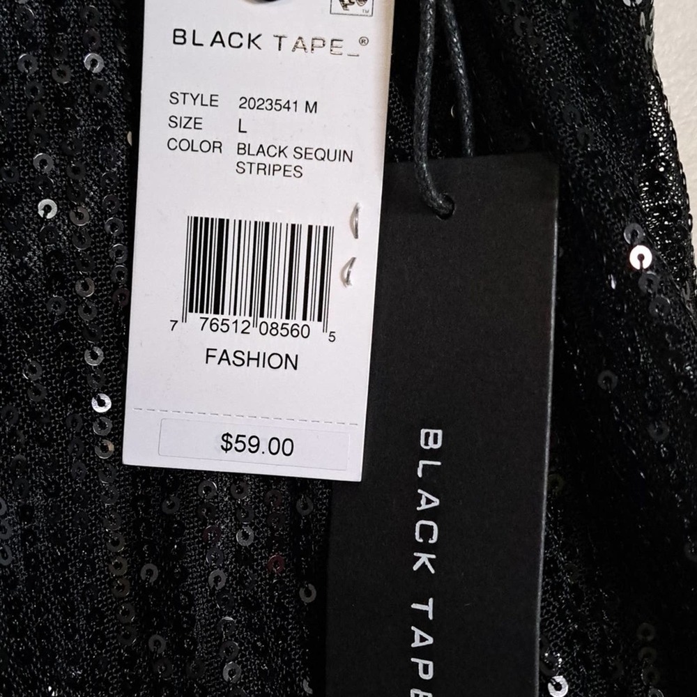 BLACK TAPE Sequin Padded-Shoulder Cap-Sleeve Top Large - Picture 6 of 9